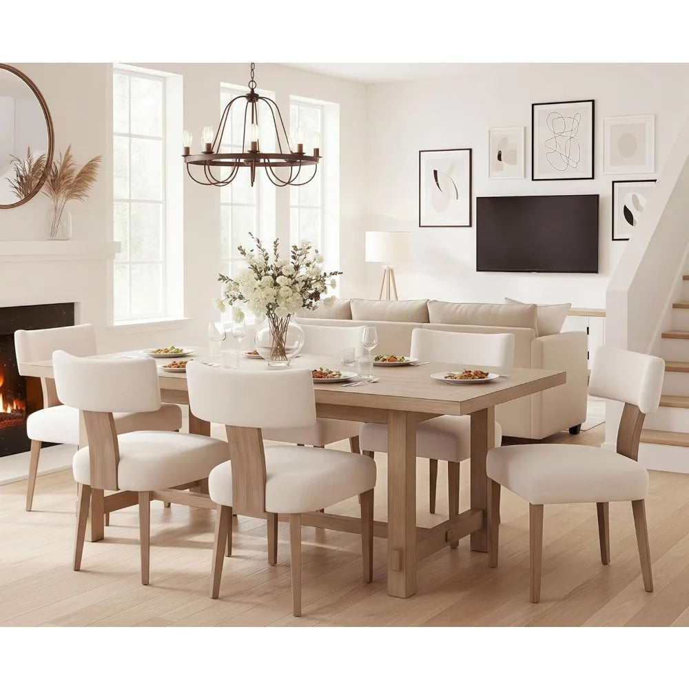 The Belmont Curved Linen Dining Set