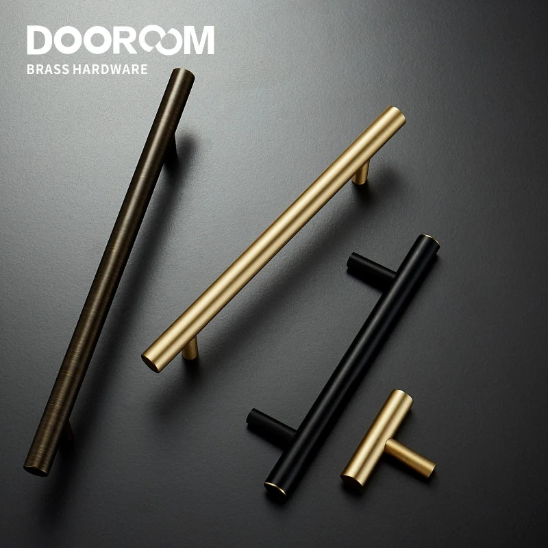 Yu'An Brass Furniture Handles Nordic Modern Pastoral Wardrobe Dresser Cupboard Drawer Cylinder Black/Gold Pulls Knobs