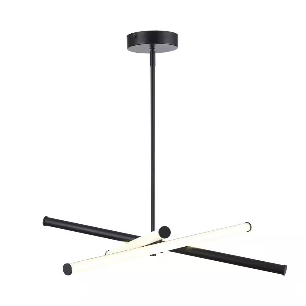 York 28 In. Modern Black Linear Integrated LED Dimmable Pendant Light Fixture with Selectable 3-CCT