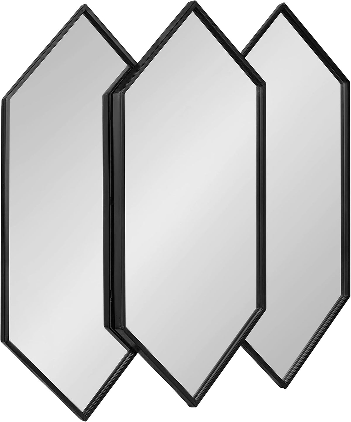 Diaz Stacked Wall Mirror; 28 X 27; Black; Decorative Dimensional Midcentury Modern Wall Decor with Geometric Shape and Symmetrical Design