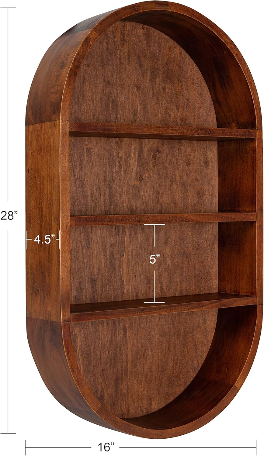 Hutton Midcentury Capsule Wall Shelf; 16 X 28; Walnut Brown; Geometric Decorative Shelves for Wall
