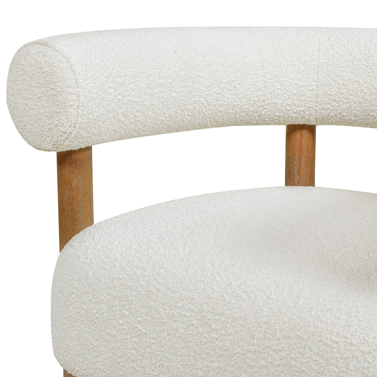 Fuji Mid Century Modern Barrel Accent Arm Chair Ivory White Boucle