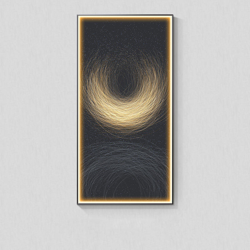 Dresden Collection | Geometric Atomic-Era Abstract Canvas - presented at scale within a designed interior in a Mid-Century Modern living room setting.