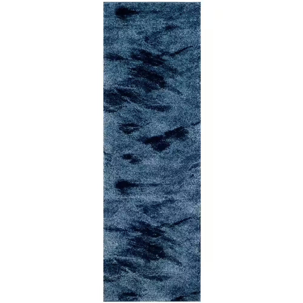 Retro Light Blue/Blue 2 Ft. X 11 Ft. Gradient Runner Rug