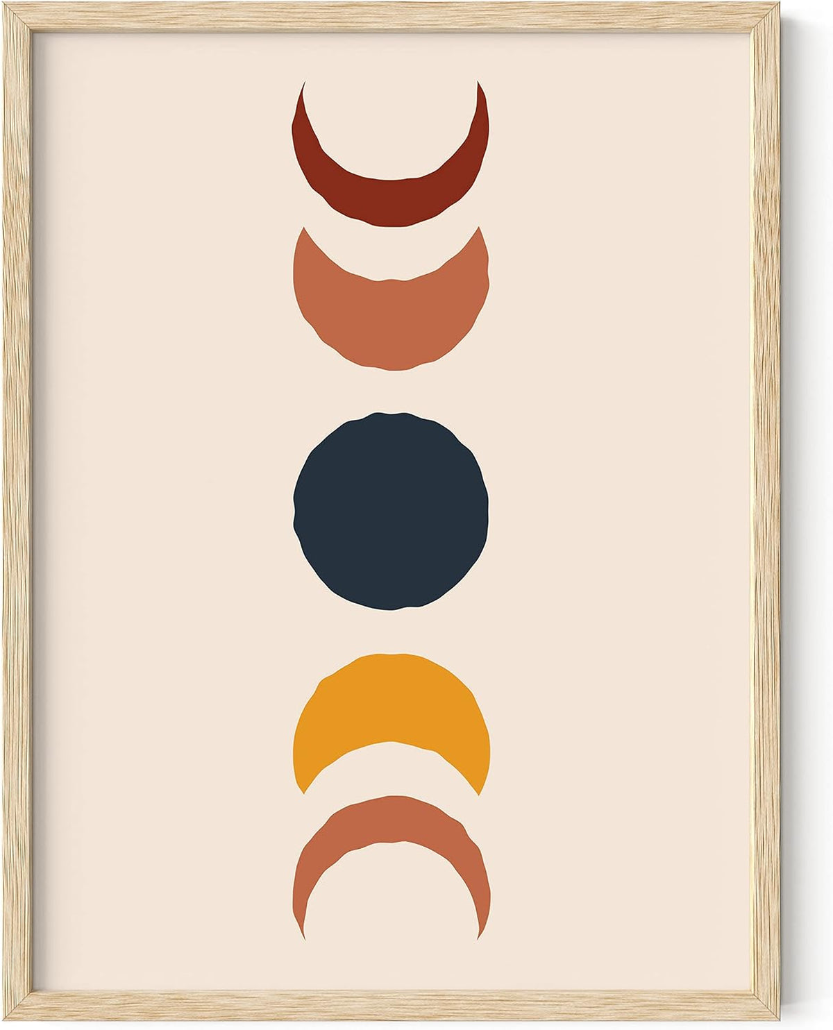HAUS and HUES Boho Framed Wall Art - Southwestern Geometric Sun Print, Mid Century Modern Decor, Black Frame 12X16
