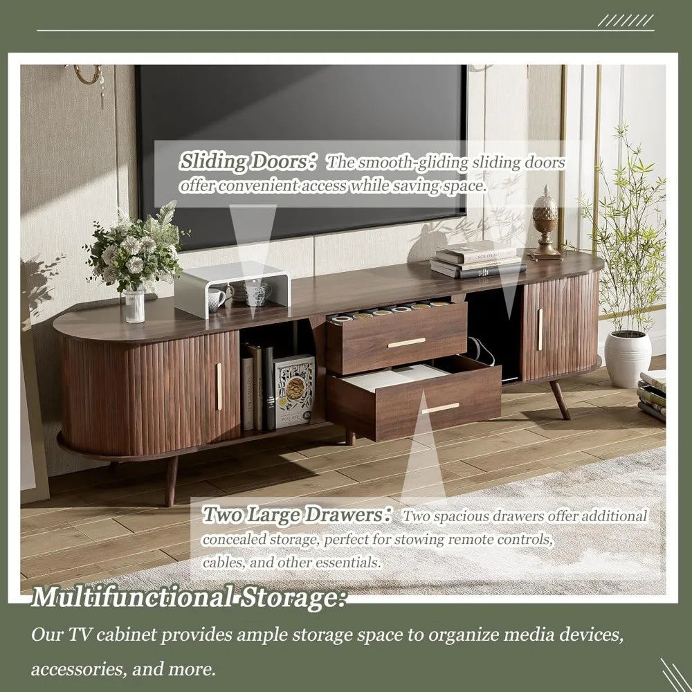Dresden Collection | Fluted Drawer Walnut Console - presented at scale within a designed interior in a Mid-Century Modern entryway setting.