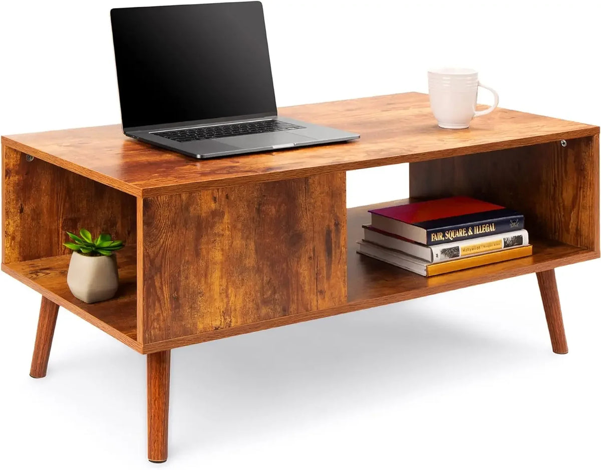 Dresden Collection | Hairpin-Legged Steel-Framed Walnut Coffee Table - detail view 13 revealing design nuance in a Mid-Century Modern living room setting.