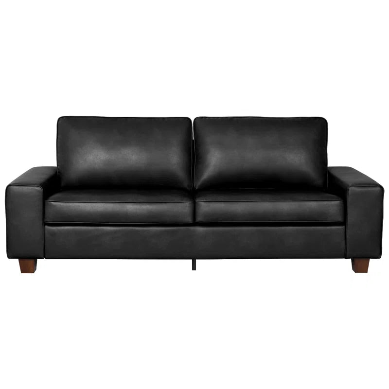 Gilmar 89" Upholstered Vegan Leather Sofa with Square Arms and Storage Pockets
