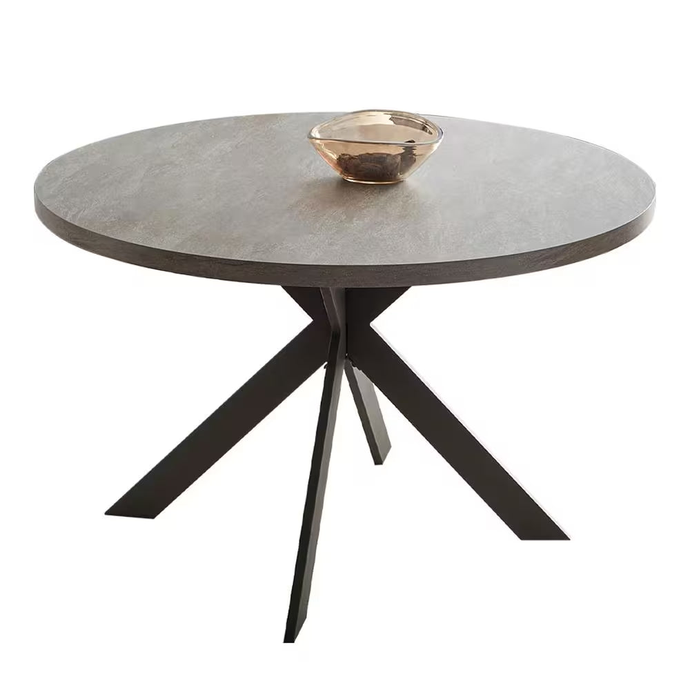 47.2 In. round Gray Mid Century Modern Dining Table for 4-6 Person with Steel Legs(Seats 4)