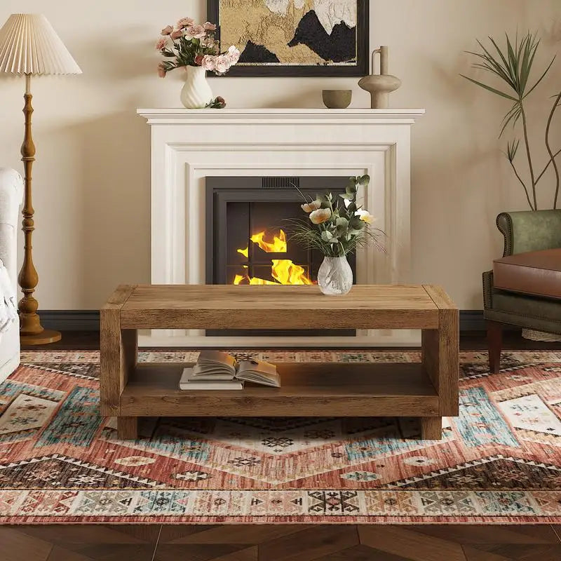 Belmont Collection | Rectangular Danish-Inspired Walnut Coffee Table - styled from an alternate angle revealing dimensional depth in a Mid-Century Modern living room setting.