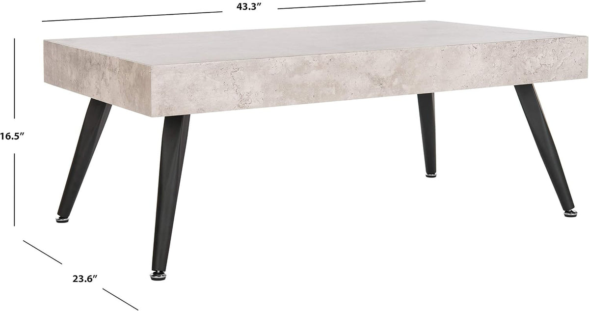 Safavieh Home Collection Cedric Light Grey and Black Rectangular Midcentury Modern Coffee Table