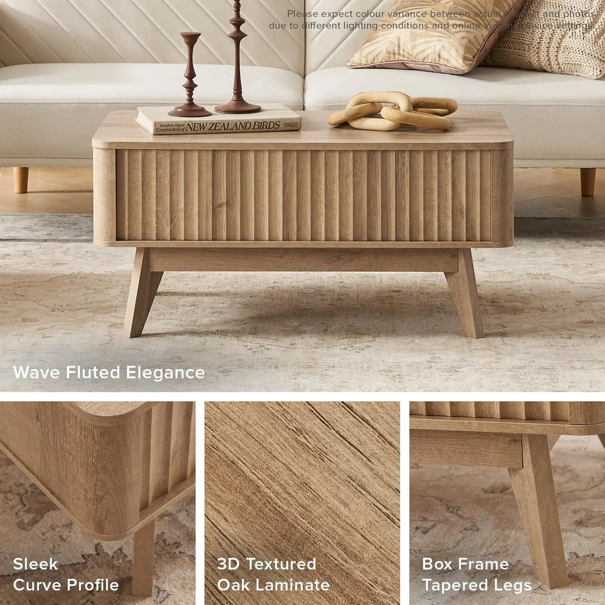 Belmont Collection | Tapered-Leg Atomic-Era Walnut Lift-Top - presented at scale within a designed interior in a Mid-Century Modern living room setting.