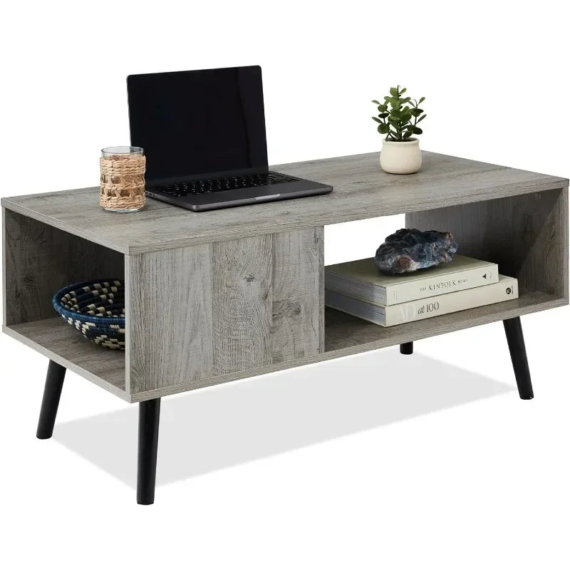 Dresden Collection | Hairpin-Legged Steel-Framed Walnut Coffee Table - highlighting material texture and craftsmanship detail in a Mid-Century Modern living room setting.