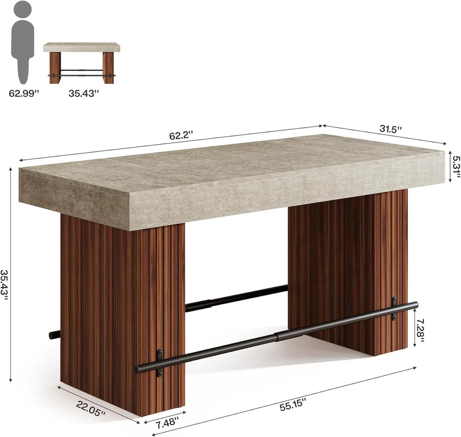 The Fontaine Steel & Walnut Bar Table