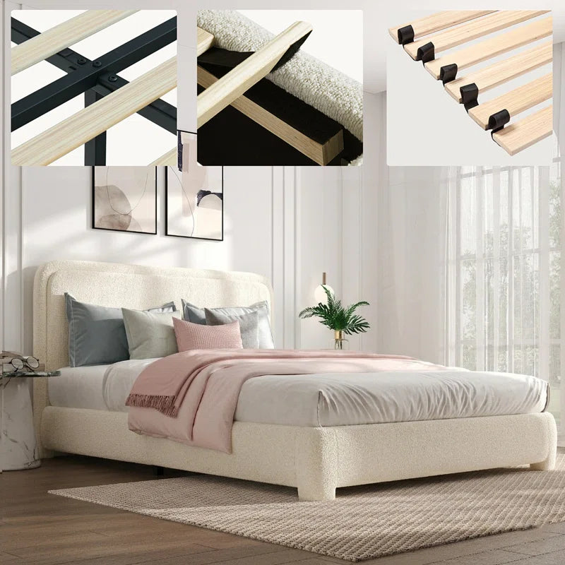 Transform your bedroom with the stylish Bensu Boucle Upholstered Platform Bed! 🛏️✨ #HomeDecor #BedroomGoals