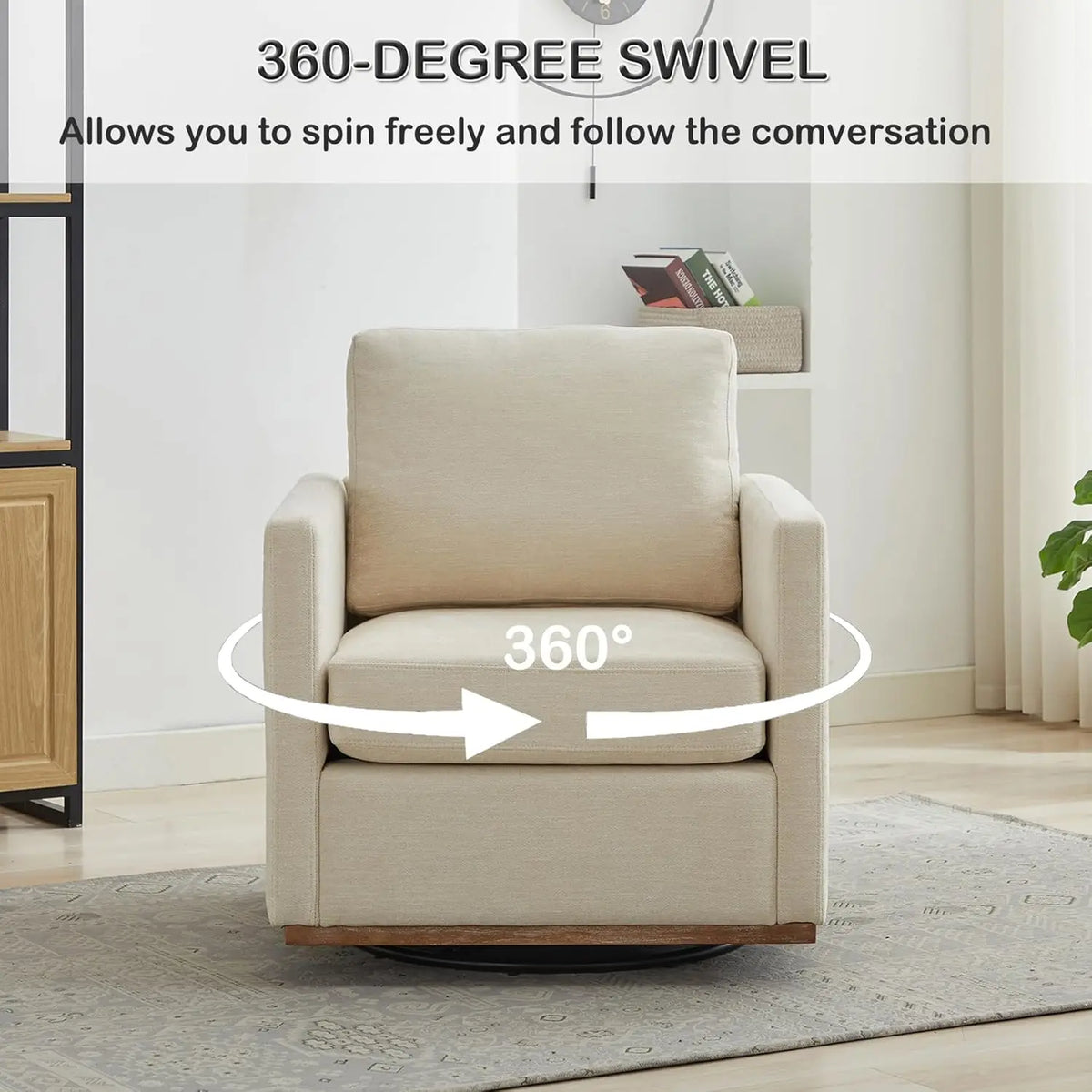 Astoria Collection | Sculptural Atomic-Era Swivel Accent Chairs - Set of Two - exhibiting shadow play and geometric silhouette detail in a Mid-Century Modern living room setting.