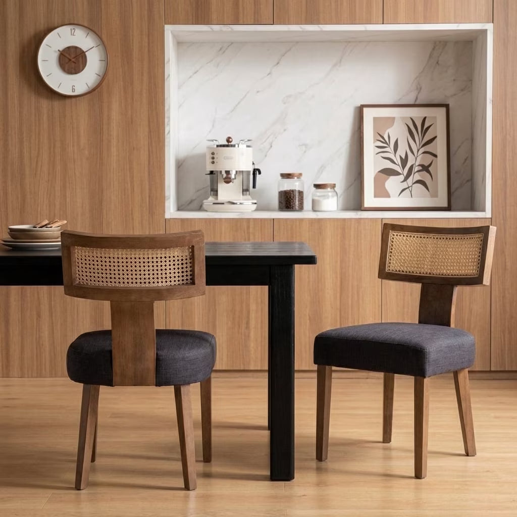 Chic Set of 2 Modern Rattan Backrest Dining Chairs - Perfect for Your Kitchen or Dining Room! 🪑✨ #HomeDecor #MidCenturyStyle