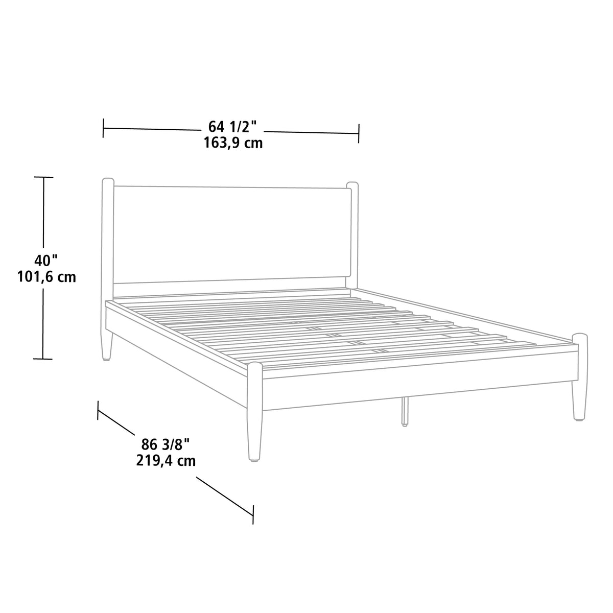 Greyson Queen Platform Bed, Black Faux Leather and Acorn Finish