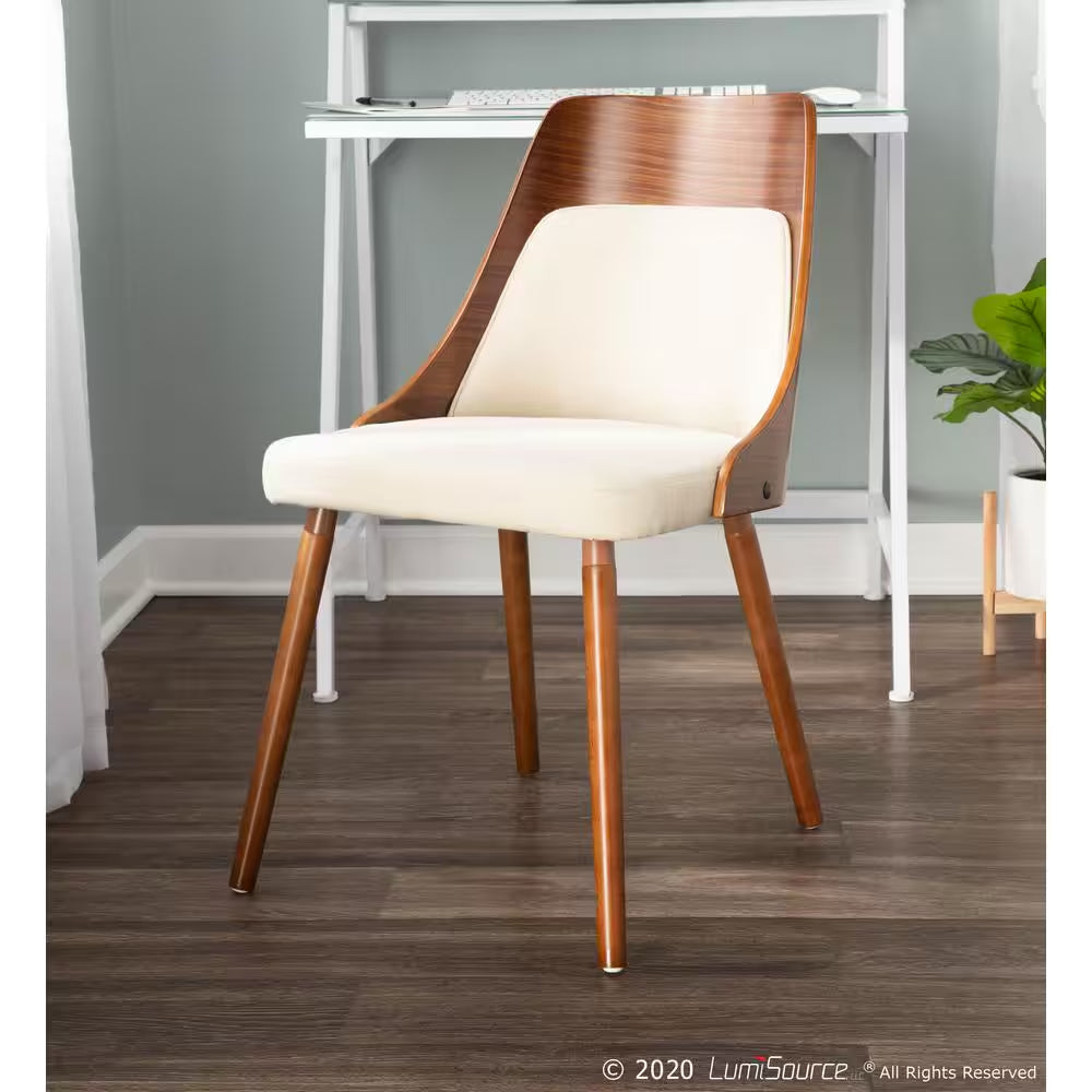 Elevate Your Dining Space with the Anabelle Mid-Century Walnut & Cream Chair! 🍽️✨