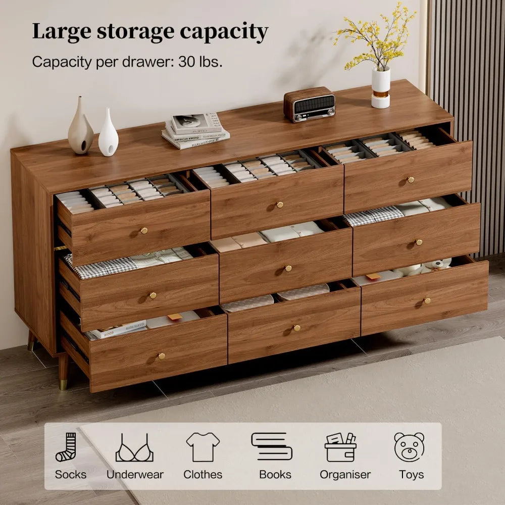 The Belmont Walnut 9-Drawer Dresser