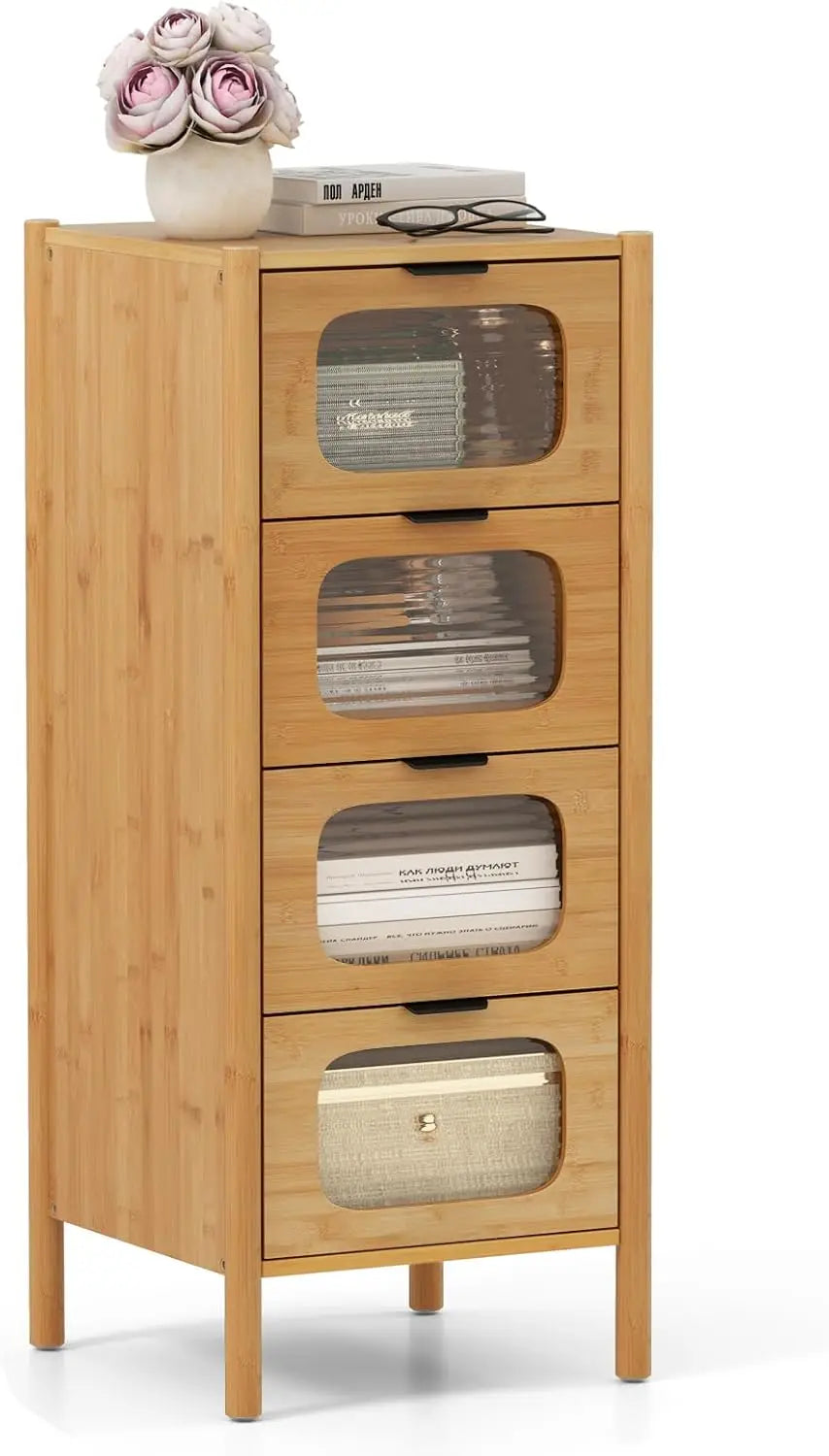Astoria Collection | Fluted Atomic-Era Fluted Walnut Storage Chest - presented at scale within a designed interior in a Mid-Century Modern living room setting.