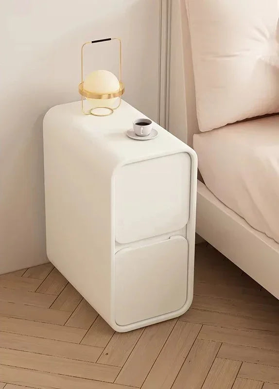 Belmont Collection | Atomic-Era Cabinet Walnut Nightstand - showcasing form and function in daily use context in a Mid-Century Modern bedroom setting.