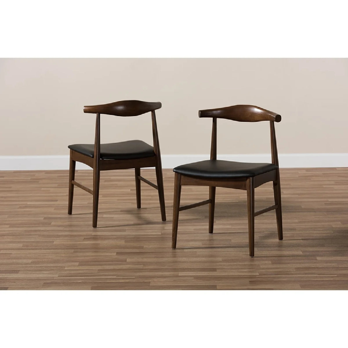 Baxton Studio Winton Mid-Century Modern Walnut Wood Dining Chair (Set of 2)