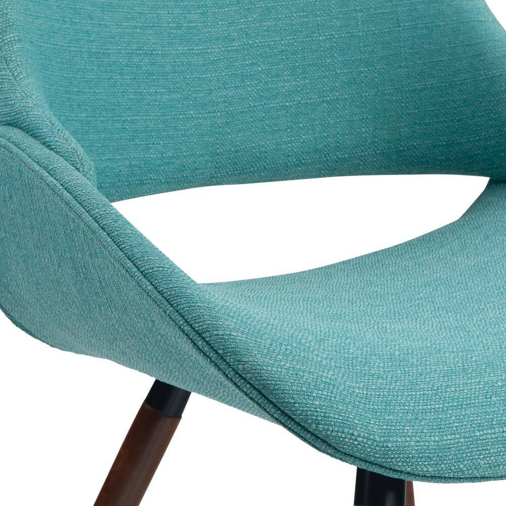 Malden Mid Century Turquoise Blue Woven Fabric Modern Bentwood Dining Chair