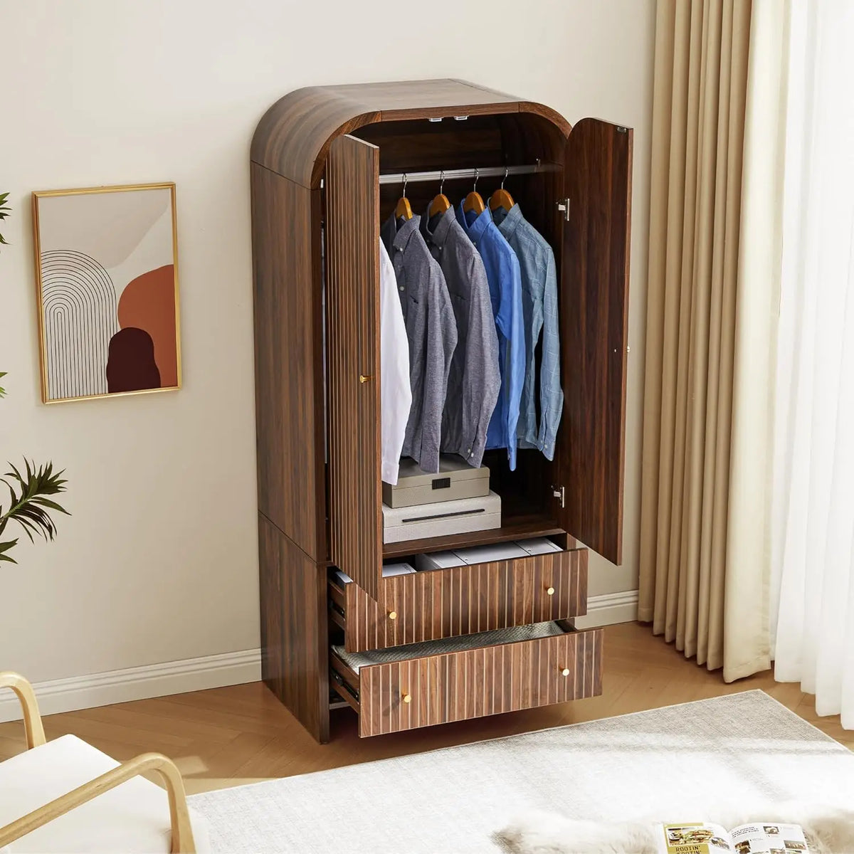 The Valencia Arched Walnut Wardrobe