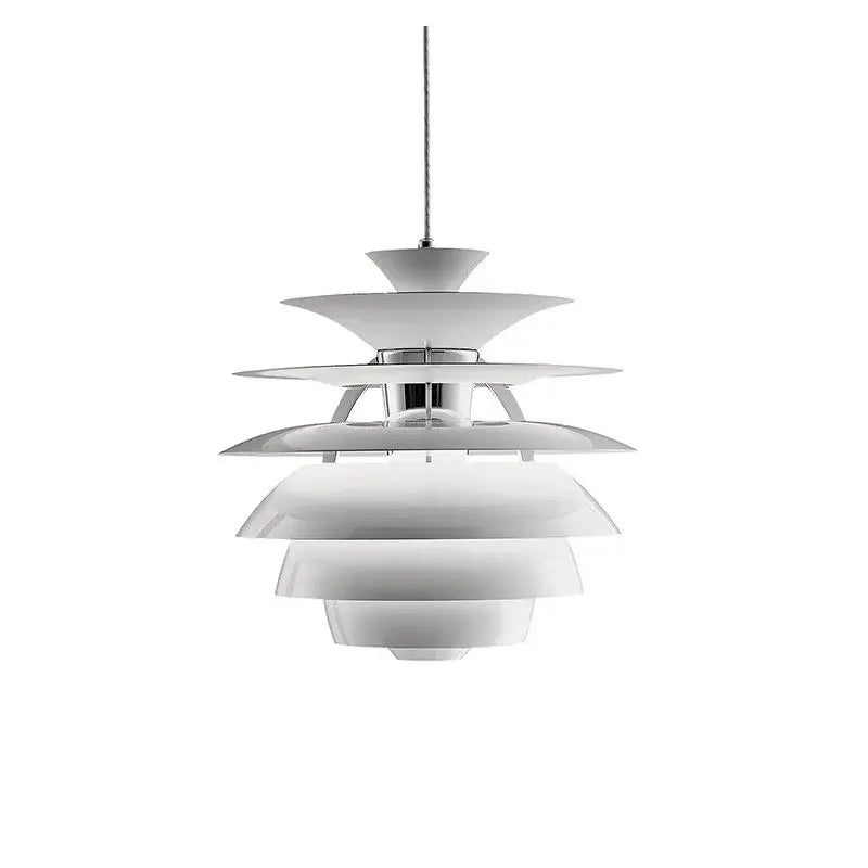 Astoria Collection | Sculptural Glass-Topped Frosted Glass Pendant - showcasing full sculptural form and curated finish in a Mid-Century Modern living room setting.