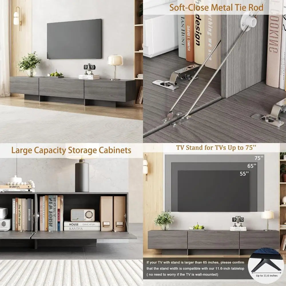 Dresden Collection | Tapered-Leg Brass-Accented Walnut Entertainment Center - styled from an alternate angle revealing dimensional depth in a Mid-Century Modern living room setting.