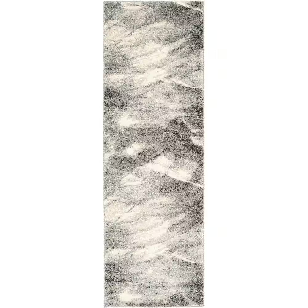 Retro Grey/Ivory 2 Ft. X 9 Ft. Solid Runner Rug