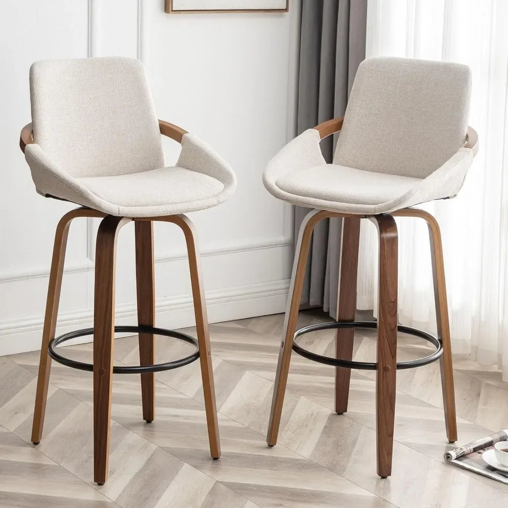 The Meridian Charcoal & Beige Swivel Barstools