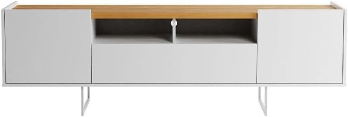 Winston TV Stand, 70.86 Inches, White and Cinnamon