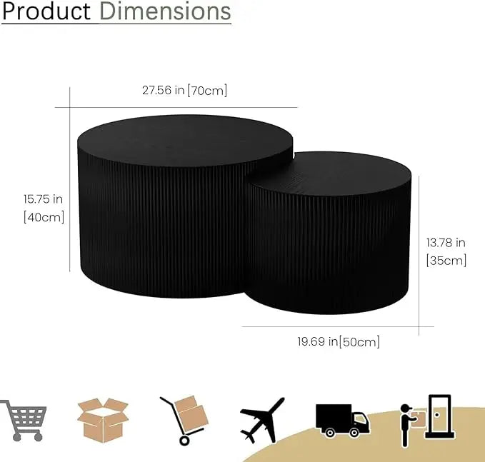 Belmont Collection | Tapered-Leg Circular Walnut Nesting Tables - detail view 16 revealing design nuance in a Mid-Century Modern living room setting.