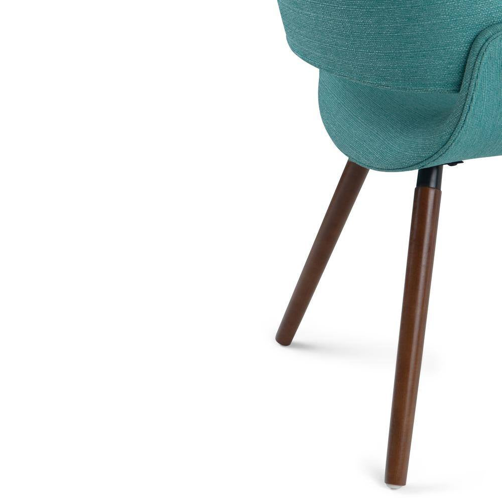 Malden Mid Century Turquoise Blue Woven Fabric Modern Bentwood Dining Chair