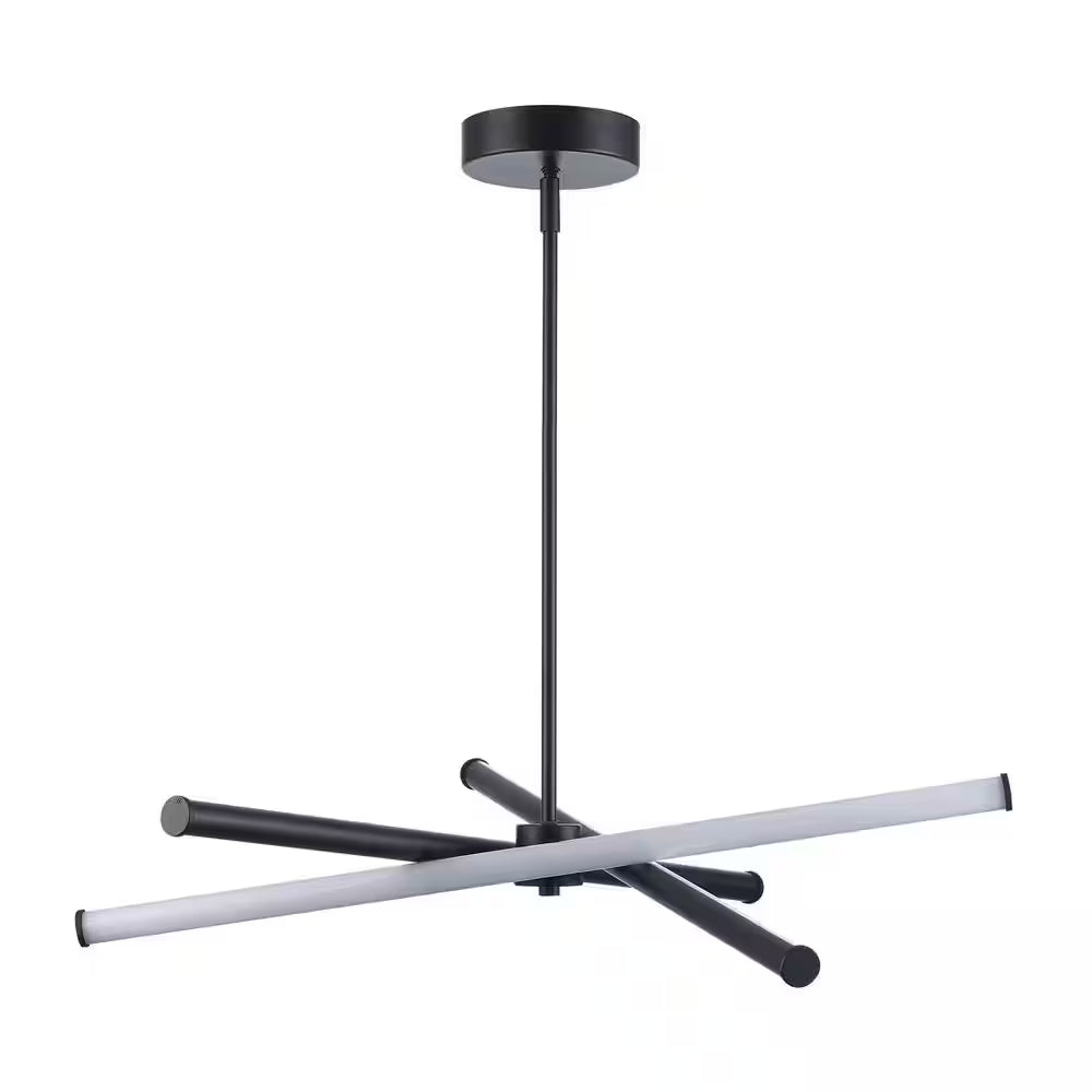 York 28 In. Modern Black Linear Integrated LED Dimmable Pendant Light Fixture with Selectable 3-CCT