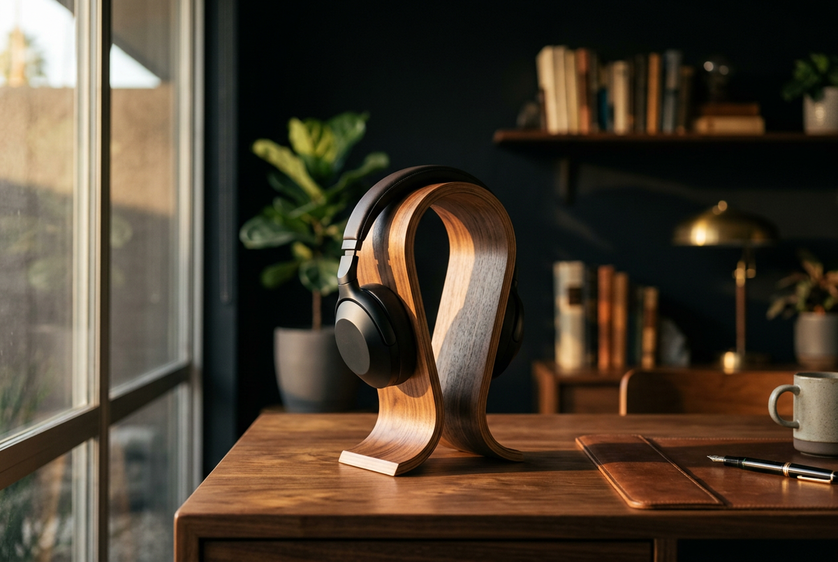 Sieveking Omega Headphone Stand | Single-Block Walnut