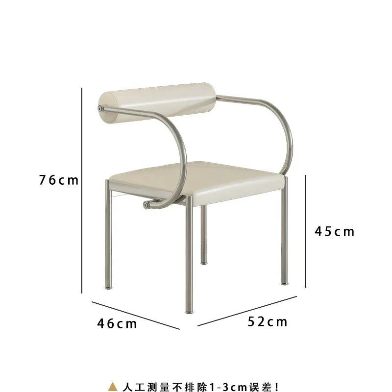 Fontaine Collection | Arched Steel-Framed Brushed Steel Dining Chair - detail view 15 revealing design nuance in a Mid-Century Modern dining room setting.