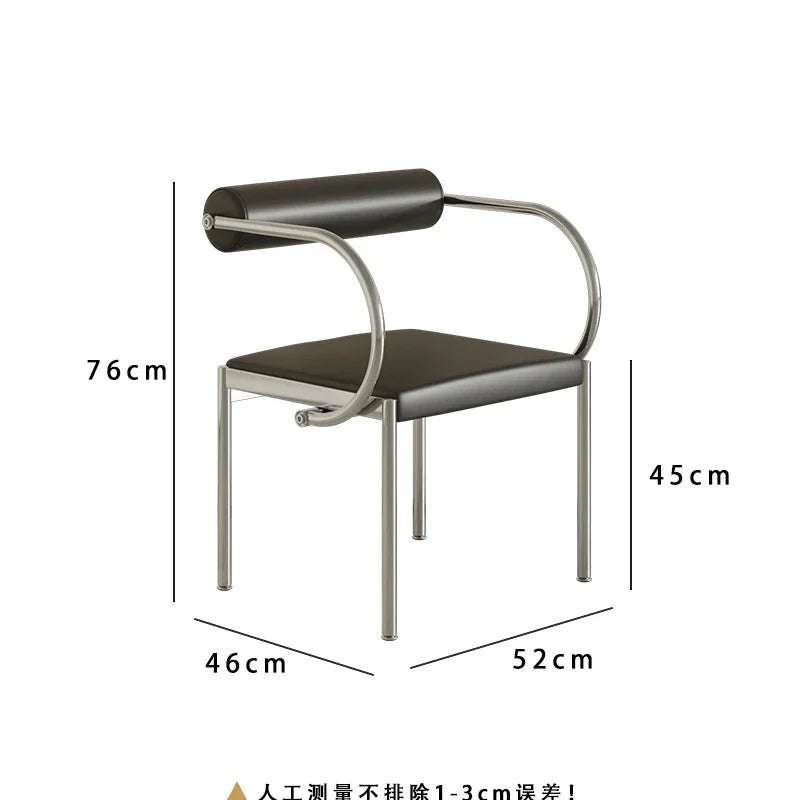 Fontaine Collection | Arched Steel-Framed Brushed Steel Dining Chair - exhibiting shadow play and geometric silhouette detail in a Mid-Century Modern dining room setting.