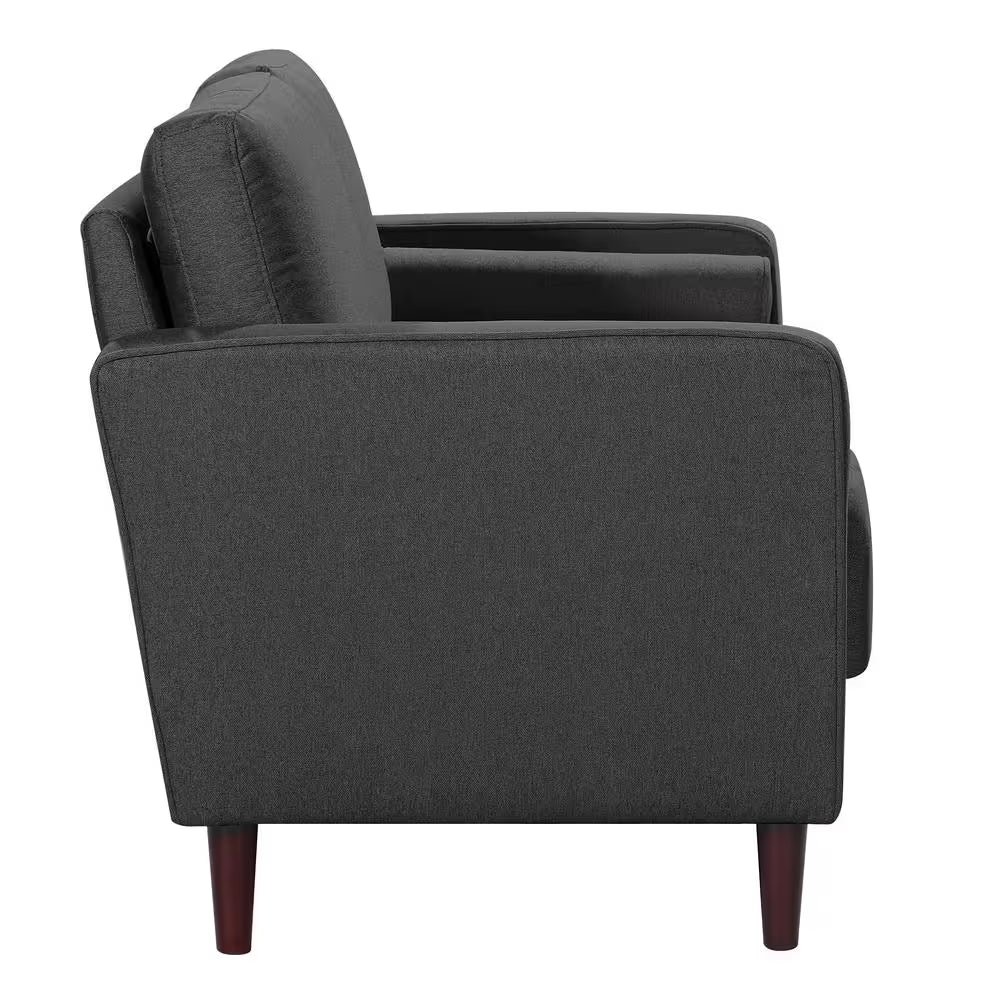 Lillith 75.6 In. Square Arm Polyester Mid- Century Modern Rectangle Sofa in Heather Grey