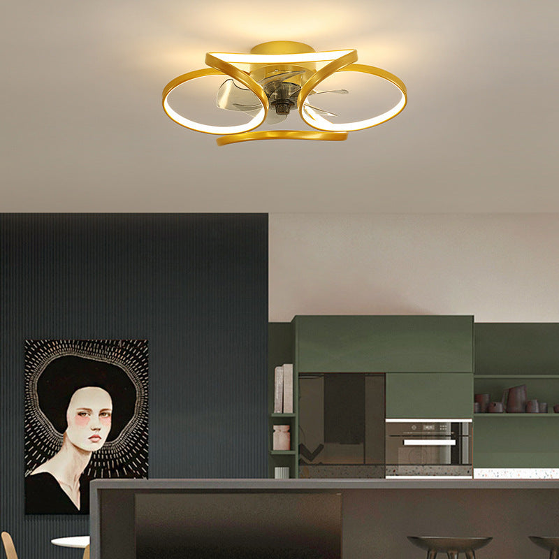 Fontaine Collection | Sculptural Atomic-Era Invisible Ceiling Fan - captured in a curated lifestyle vignette in a Mid-Century Modern living room setting.