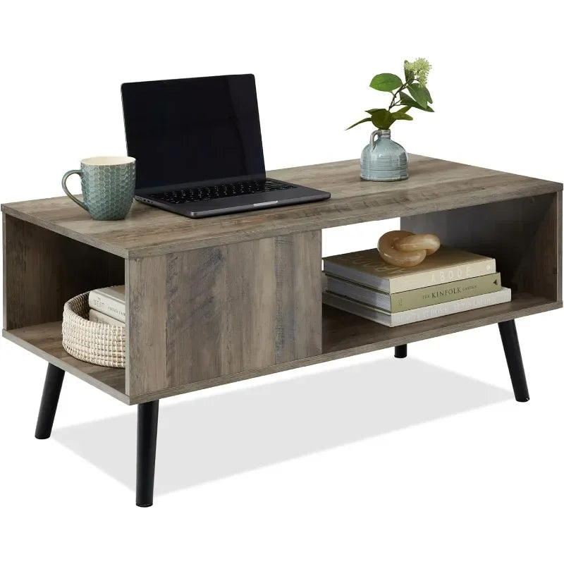 Dresden Collection | Hairpin-Legged Steel-Framed Walnut Coffee Table - detail view 14 revealing design nuance in a Mid-Century Modern living room setting.