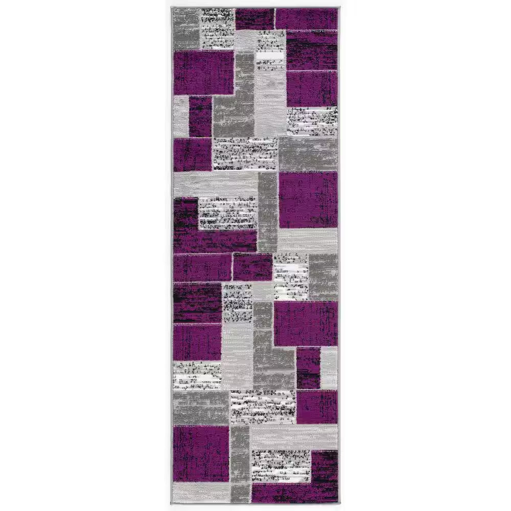 Verena Purple Geometric 2 Ft. X 6 Ft. Runner Rug