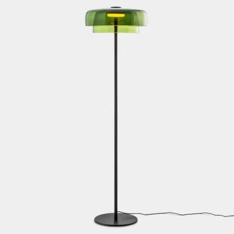 Fontaine Collection | Minimalist Steel-Framed Brushed Steel Floor Lamp - captured in a curated lifestyle vignette in a Mid-Century Modern living room setting.