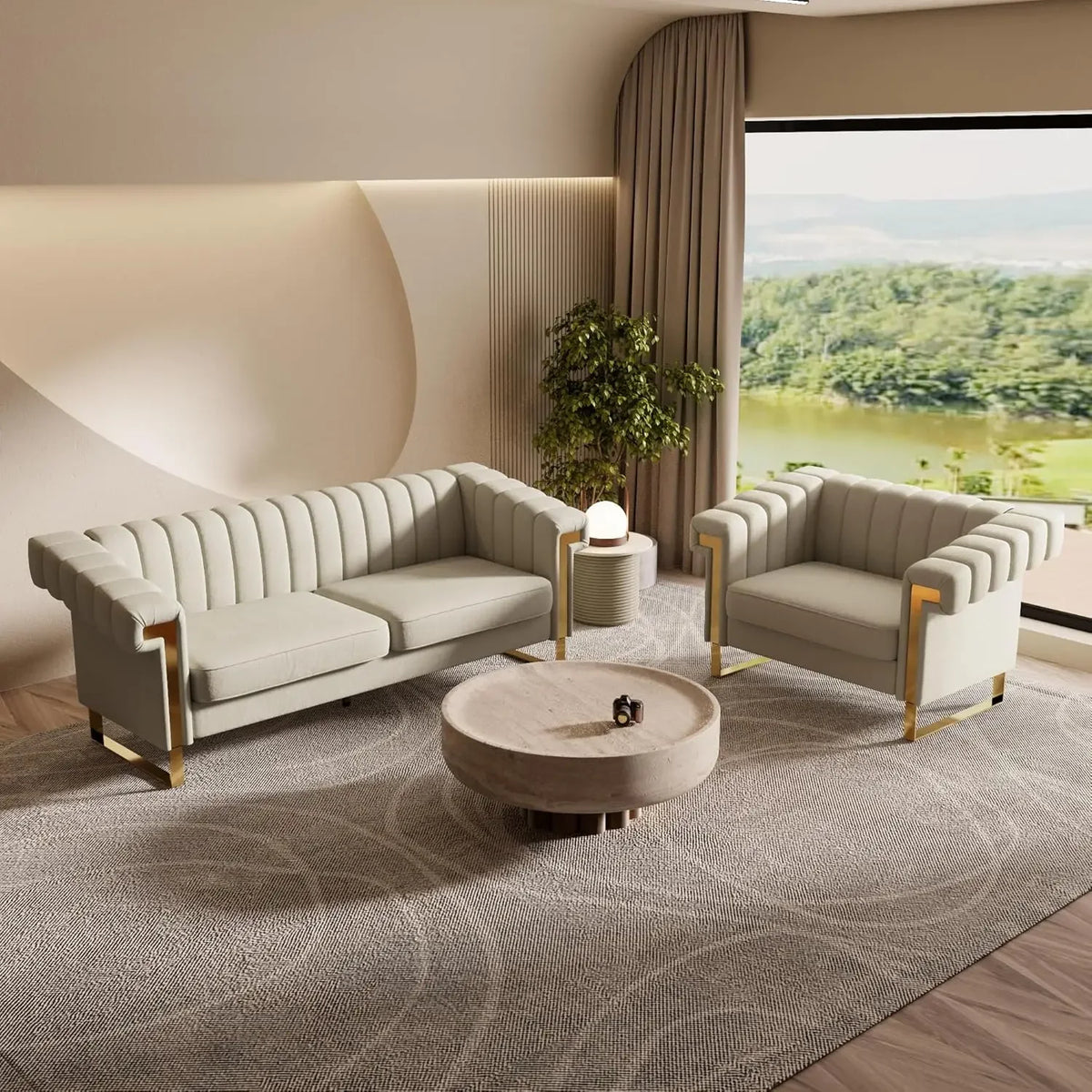 The Belmont Velvet Lounge Chair & Ottoman