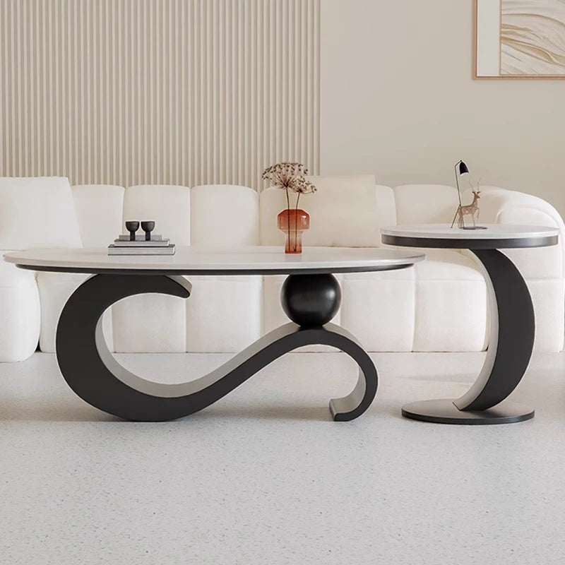 Fontaine Collection | Oval Danish-Inspired Walnut Oval - highlighting material texture and craftsmanship detail in a Mid-Century Modern living room setting.