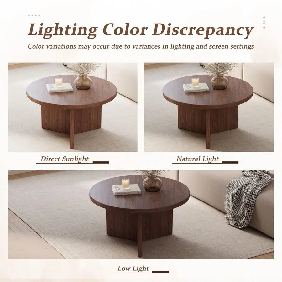 Astoria Collection | Desert-Modern Walnut Coffee Table - styled from an alternate angle revealing dimensional depth in a Mid-Century Modern living room setting.