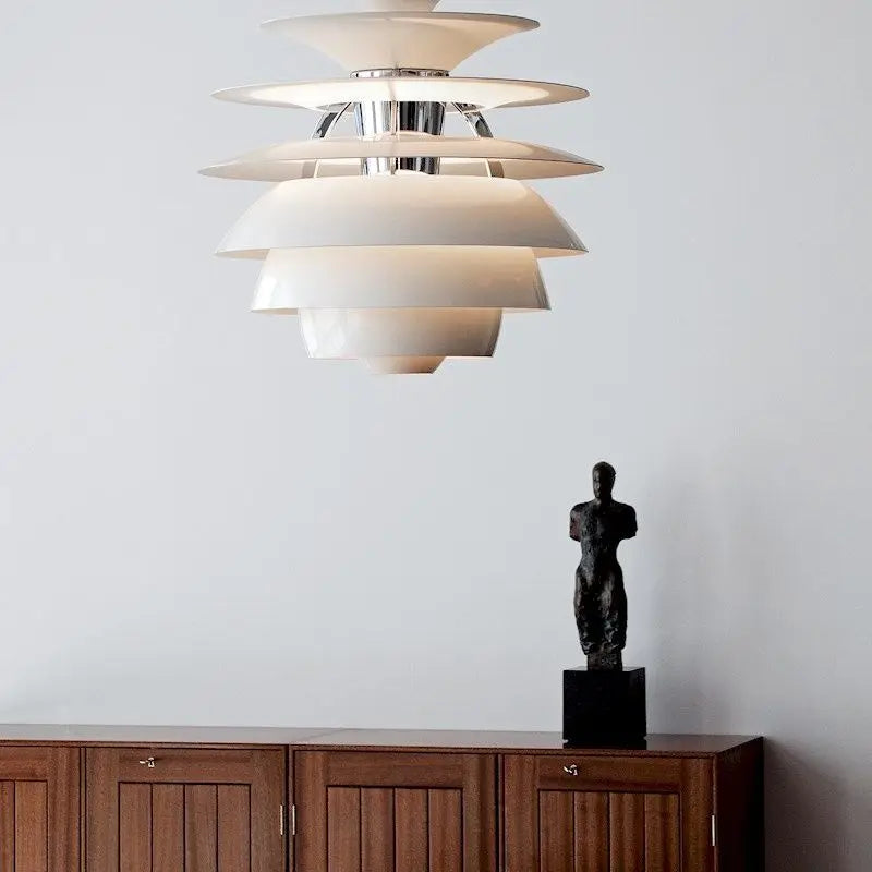 Astoria Collection | Sculptural Glass-Topped Frosted Glass Pendant - featuring close-up joinery and artisanal finish quality in a Mid-Century Modern living room setting.