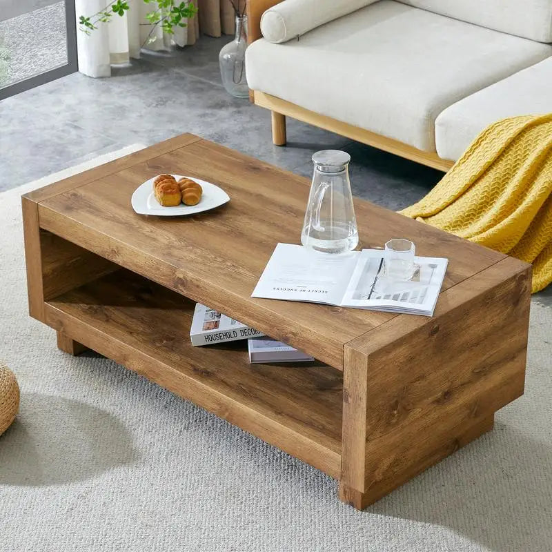 Belmont Collection | Rectangular Danish-Inspired Walnut Coffee Table - presented at scale within a designed interior in a Mid-Century Modern living room setting.